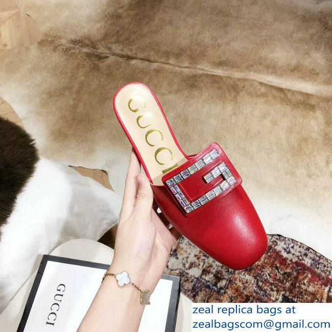 Gucci Crystal G Slipper Red 2019