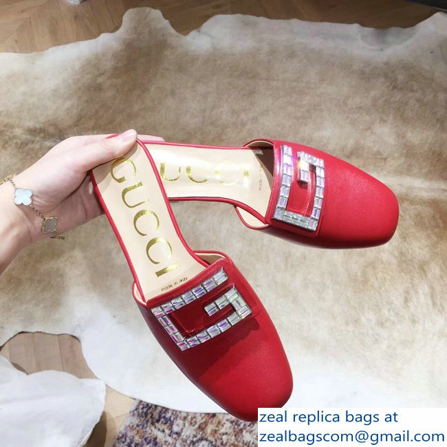 Gucci Crystal G Slipper Red 2019 - Click Image to Close