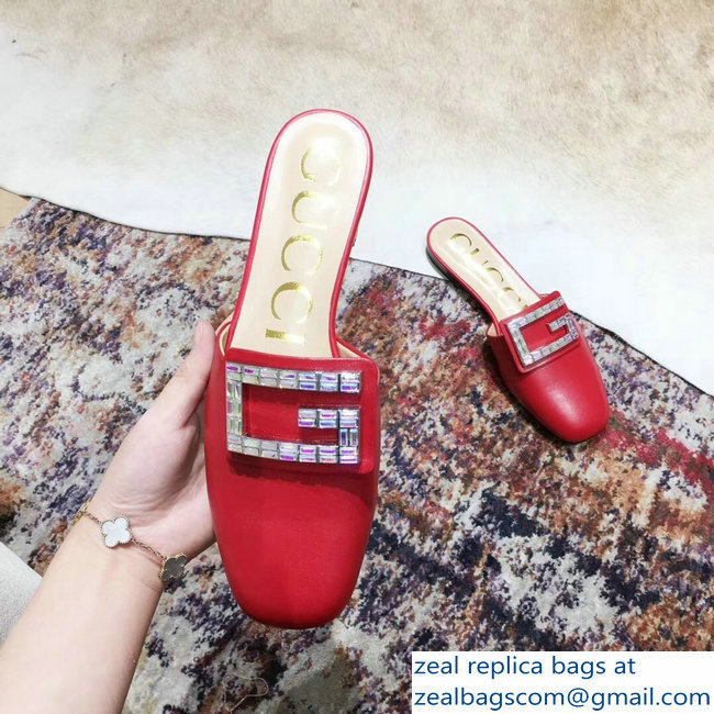 Gucci Crystal G Slipper Red 2019