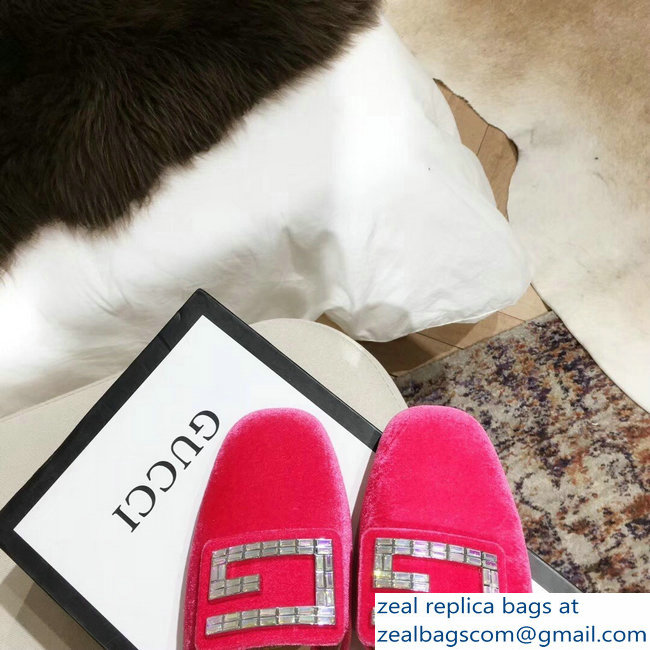 Gucci Crystal G Slipper Velvet Pink 2019