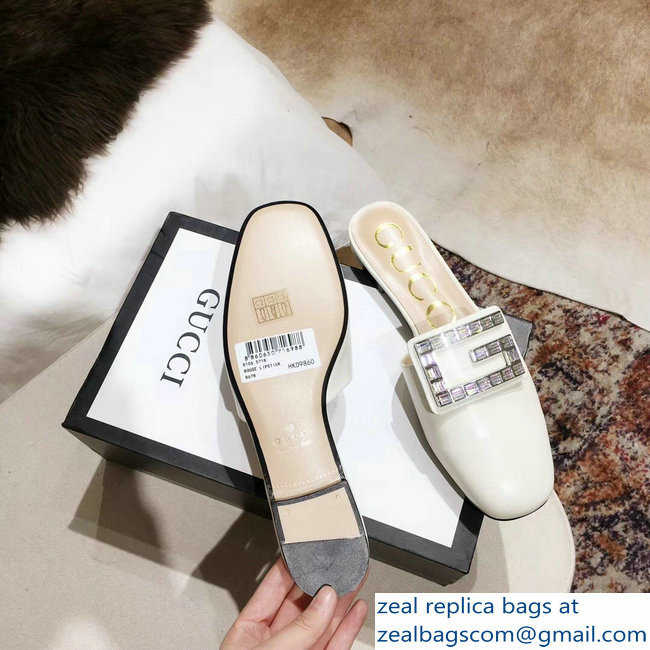 Gucci Crystal G Slipper White 2019