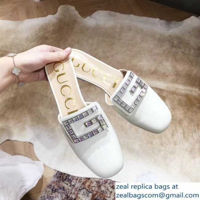 Gucci Crystal G Slipper White 2019 - Click Image to Close