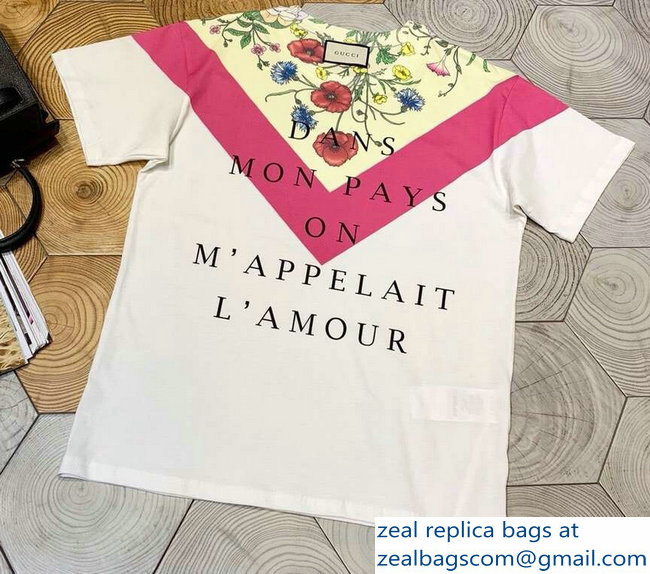 Gucci Dans Mon Pays On M'Appelai L'Amour T-Shirt White 2019