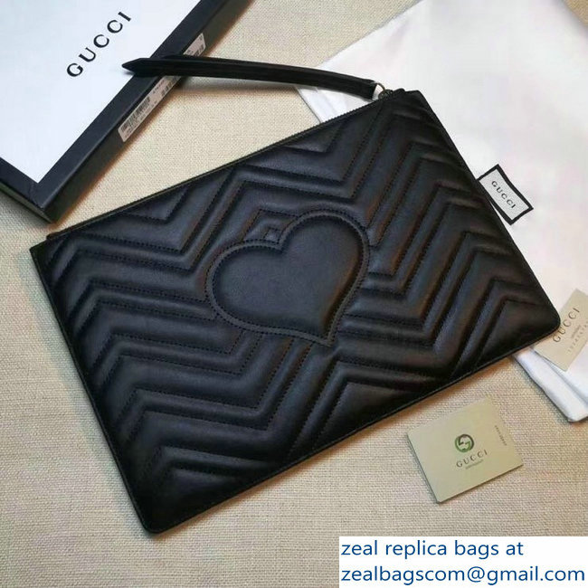 Gucci GG Marmont Leather Pouch Clutch Bag 476440 Black - Click Image to Close