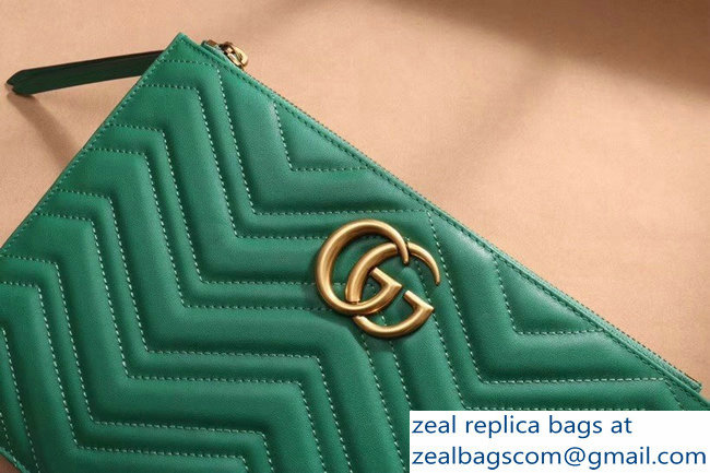 Gucci GG Marmont Leather Pouch Clutch Bag 476440 Green - Click Image to Close