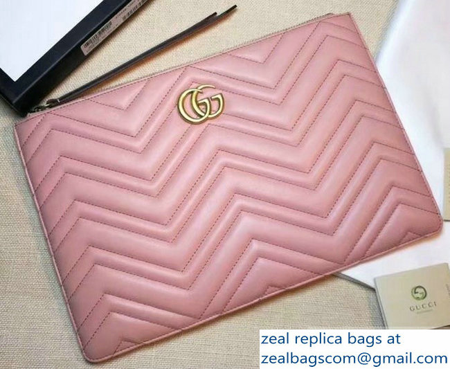 Gucci GG Marmont Leather Pouch Clutch Bag 476440 Pink