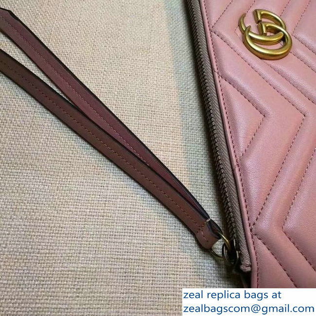 Gucci GG Marmont Leather Pouch Clutch Bag 476440 Pink