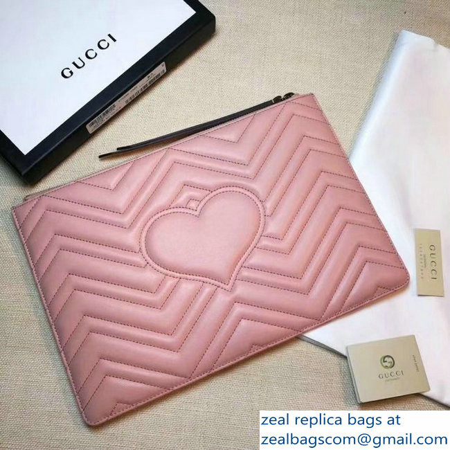 Gucci GG Marmont Leather Pouch Clutch Bag 476440 Pink
