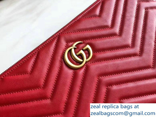 Gucci GG Marmont Leather Pouch Clutch Bag 476440 Red - Click Image to Close