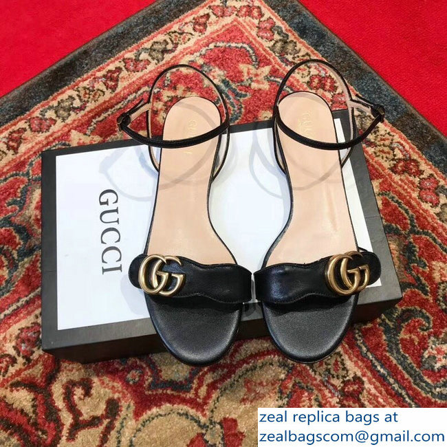 Gucci Leather Double G Flat Sandals 524631 Black 2019