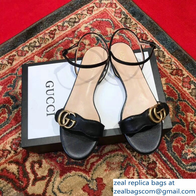 Gucci Leather Double G Flat Sandals 524631 Black 2019