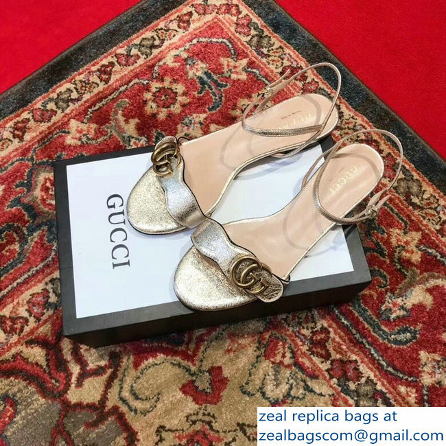 Gucci Leather Double G Flat Sandals 524631 Gold 2019