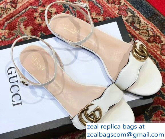 Gucci Leather Double G Flat Sandals 524631 White 2019 - Click Image to Close