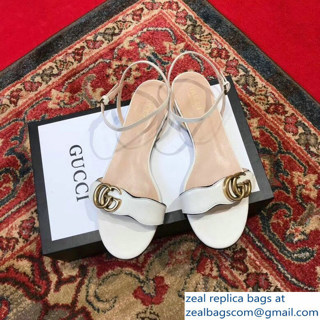 Gucci Leather Double G Flat Sandals 524631 White 2019 - Click Image to Close