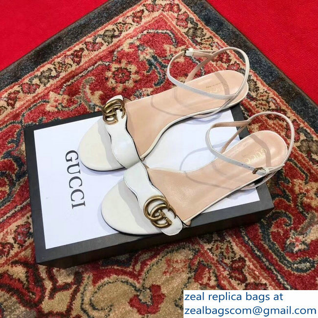 Gucci Leather Double G Flat Sandals 524631 White 2019