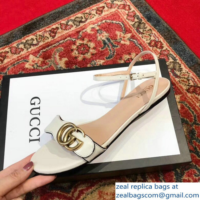 Gucci Leather Double G Flat Sandals 524631 White 2019