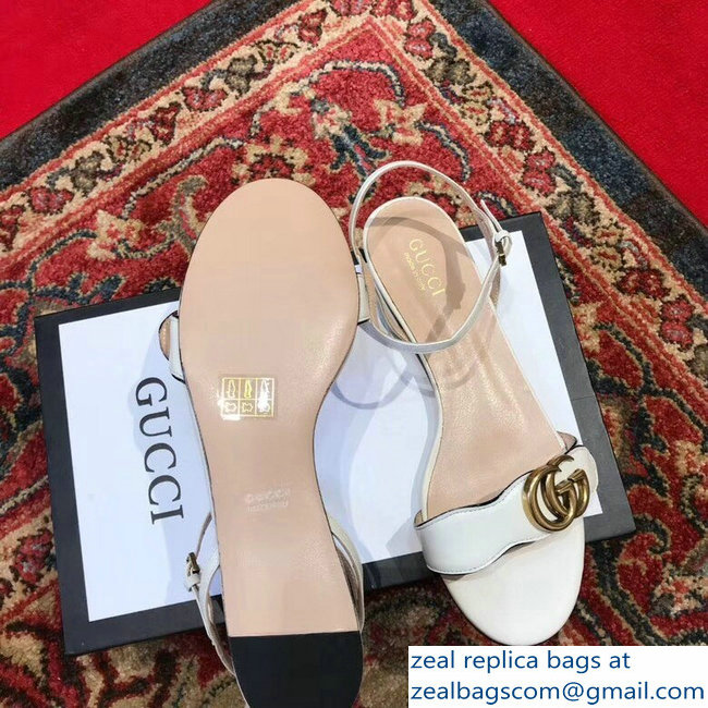 Gucci Leather Double G Flat Sandals 524631 White 2019 - Click Image to Close