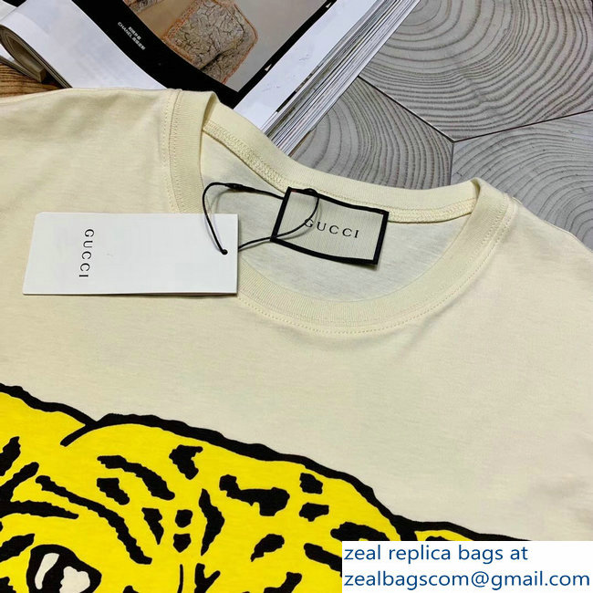 Gucci Logo And Tiger T-shirt Beige 2019