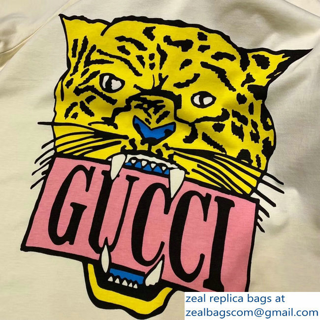 Gucci Logo And Tiger T-shirt Beige 2019