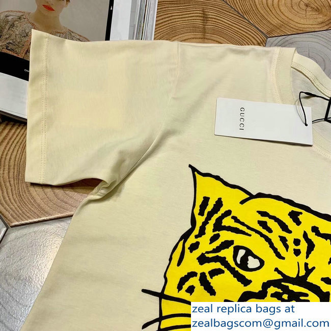 Gucci Logo And Tiger T-shirt Beige 2019 - Click Image to Close