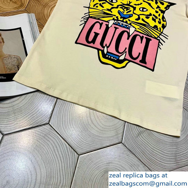 Gucci Logo And Tiger T-shirt Beige 2019