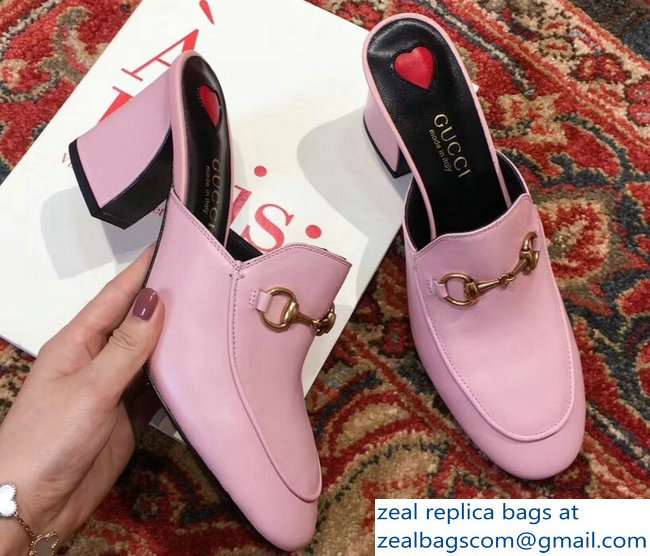 Gucci Princetown Horsebit Leather Slipper Mules Pink 2019 - Click Image to Close