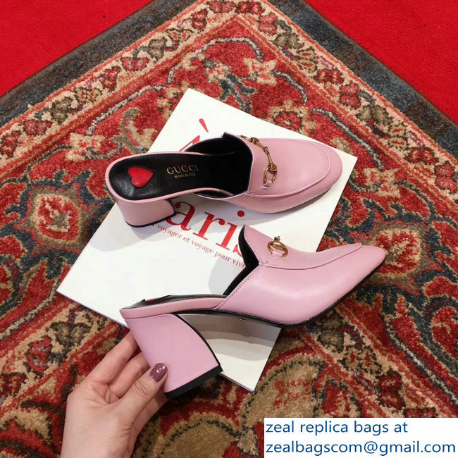 Gucci Princetown Horsebit Leather Slipper Mules Pink 2019 - Click Image to Close