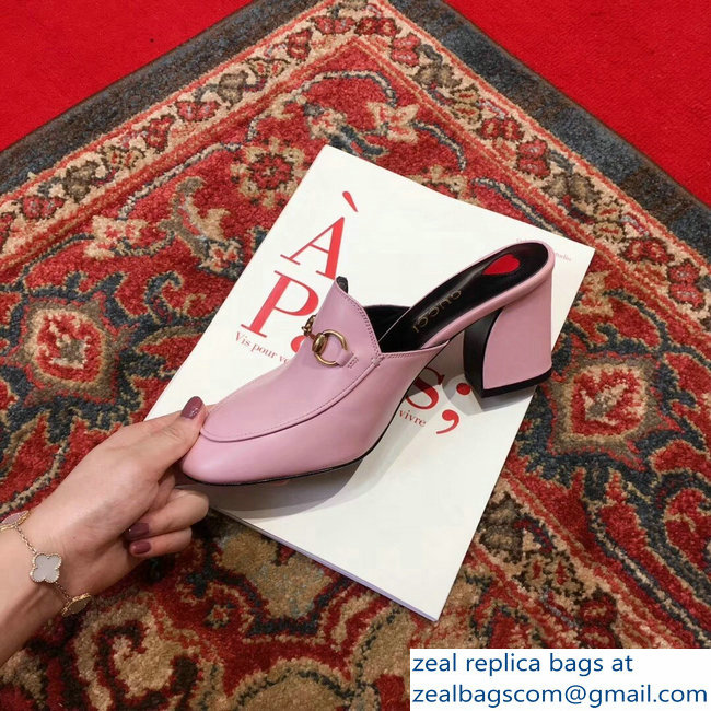 Gucci Princetown Horsebit Leather Slipper Mules Pink 2019 - Click Image to Close