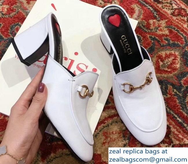 Gucci Princetown Horsebit Leather Slipper Mules White 2019 - Click Image to Close