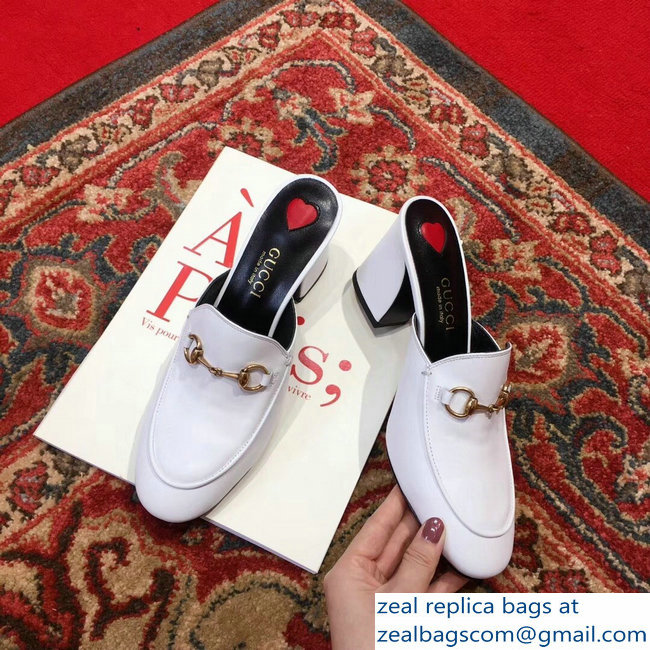 Gucci Princetown Horsebit Leather Slipper Mules White 2019 - Click Image to Close