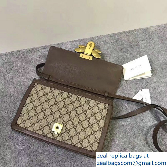 Gucci Queen Margaret Metal Bee Web GG Supreme Medium Shoulder Bag 524356 coffee 2018 - Click Image to Close