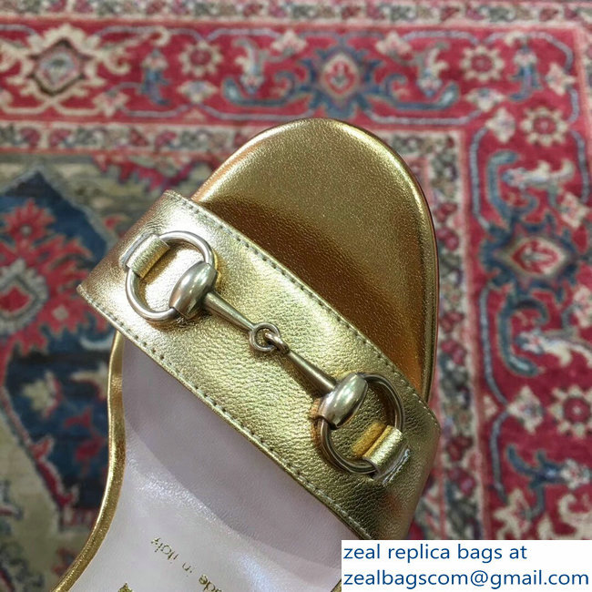 Gucci Snake Heel 9cm Horsebit Leather Sandals Gold 2019