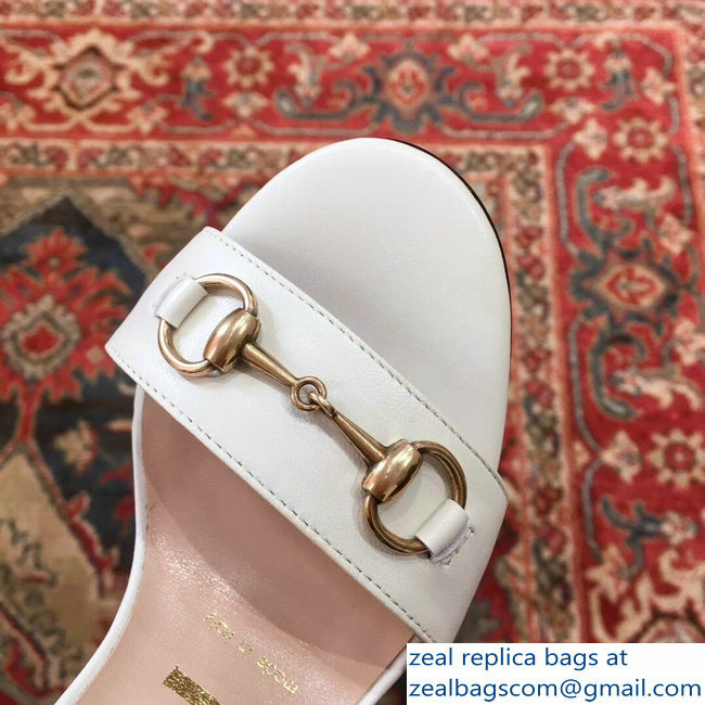 Gucci Snake Heel 9cm Horsebit Leather Sandals White 2019