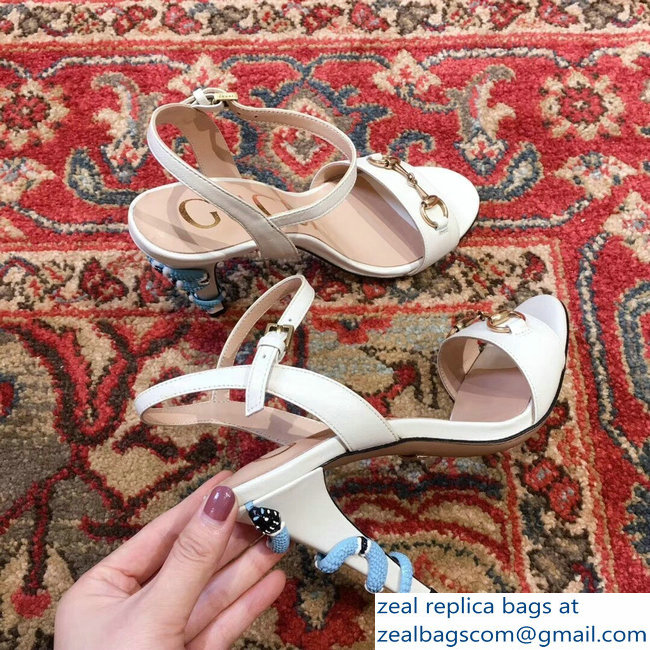 Gucci Snake Heel 9cm Horsebit Leather Sandals White 2019 - Click Image to Close