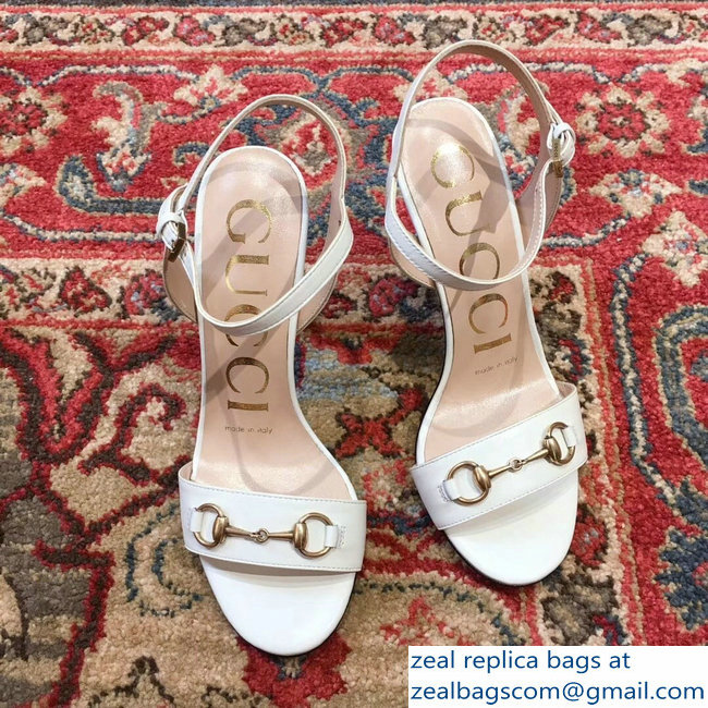 Gucci Snake Heel 9cm Horsebit Leather Sandals White 2019 - Click Image to Close