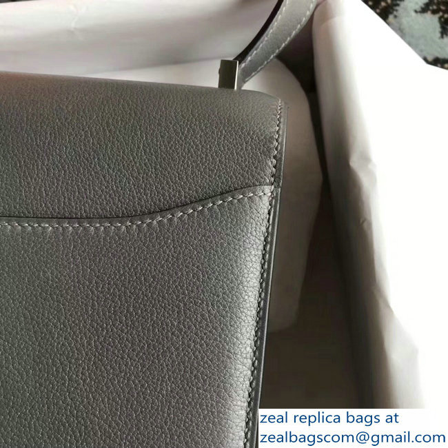 Hermes 2002 - 26 Bag Dark Gray In Evercolor Calfskin With Adjustable Strap