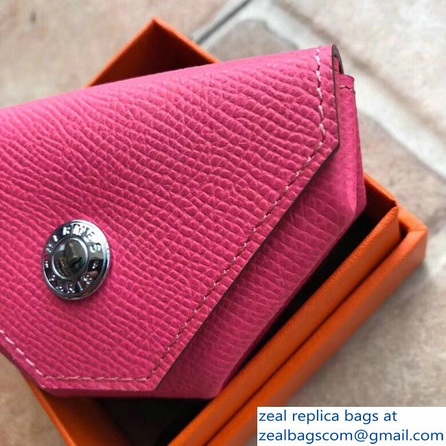 Hermes Epsom Leather Le 24 Van Cattle Chevre Vintage Coin Purse Fuchsia