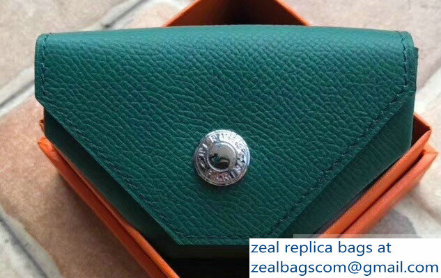 Hermes Epsom Leather Le 24 Van Cattle Chevre Vintage Coin Purse Peacock Green