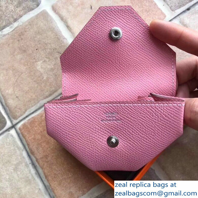 Hermes Epsom Leather Le 24 Van Cattle Chevre Vintage Coin Purse Pink - Click Image to Close