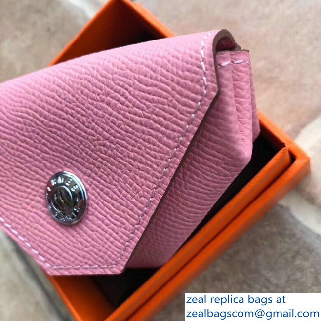 Hermes Epsom Leather Le 24 Van Cattle Chevre Vintage Coin Purse Pink - Click Image to Close