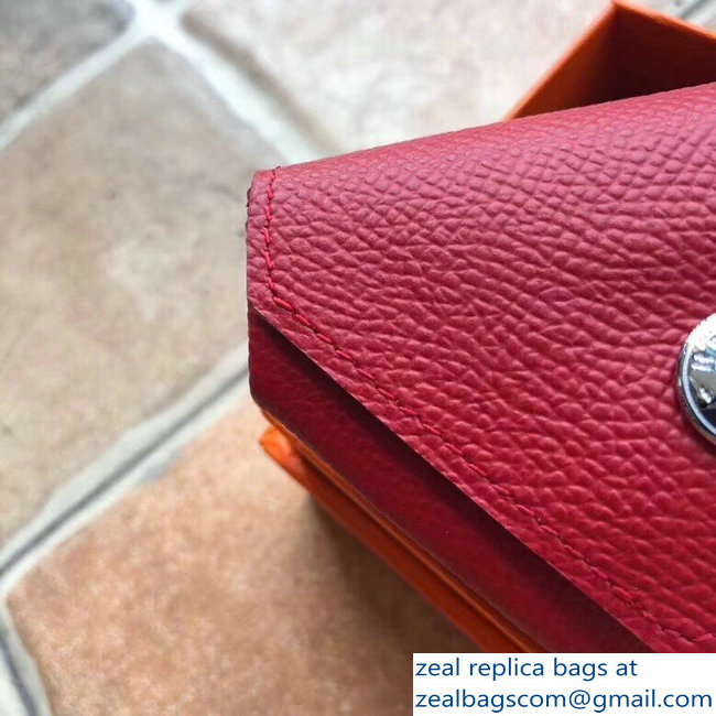 Hermes Epsom Leather Le 24 Van Cattle Chevre Vintage Coin Purse Red