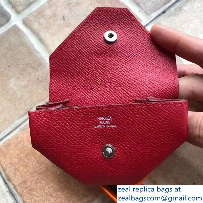 Hermes Epsom Leather Le 24 Van Cattle Chevre Vintage Coin Purse Red