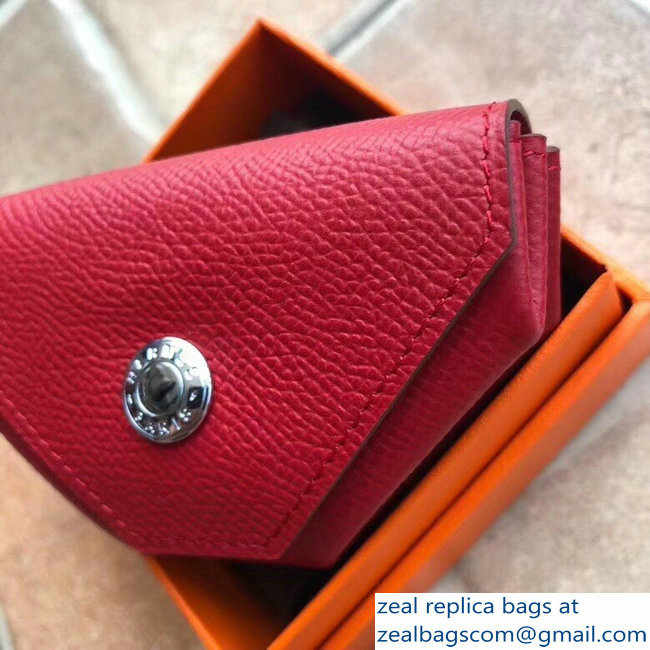 Hermes Epsom Leather Le 24 Van Cattle Chevre Vintage Coin Purse Red