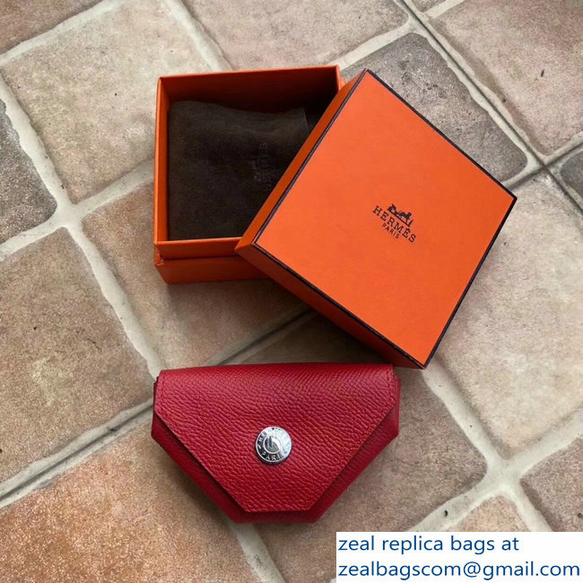 Hermes Epsom Leather Le 24 Van Cattle Chevre Vintage Coin Purse Red