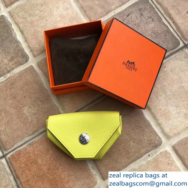 Hermes Epsom Leather Le 24 Van Cattle Chevre Vintage Coin Purse Yellow - Click Image to Close