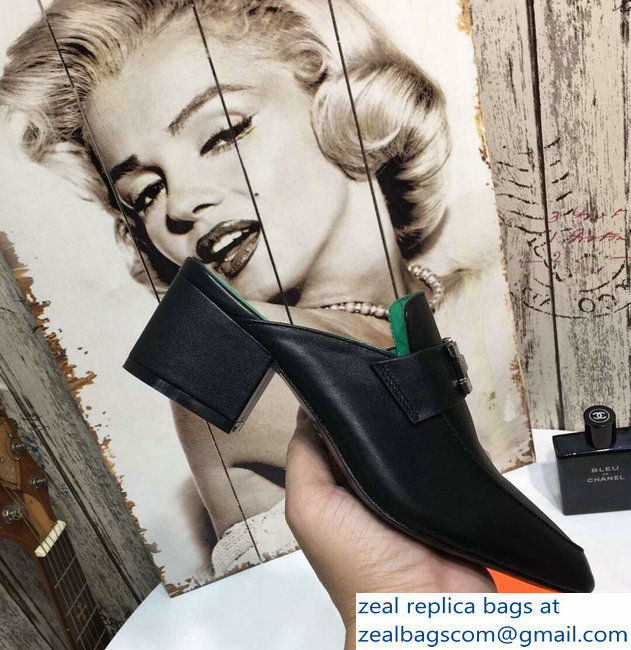 Hermes Heel 4.5cm Paradis Mules With Palladium-Plated H Buckle Black
