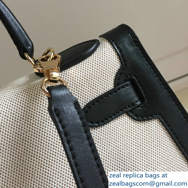 Hermes Kelly 28CM/32CM Bag In swift leather/canvas black With Gold Hardware - Click Image to Close