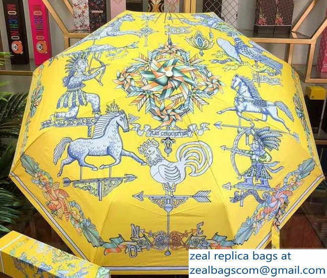 Hermes Print Umbrella Yellow