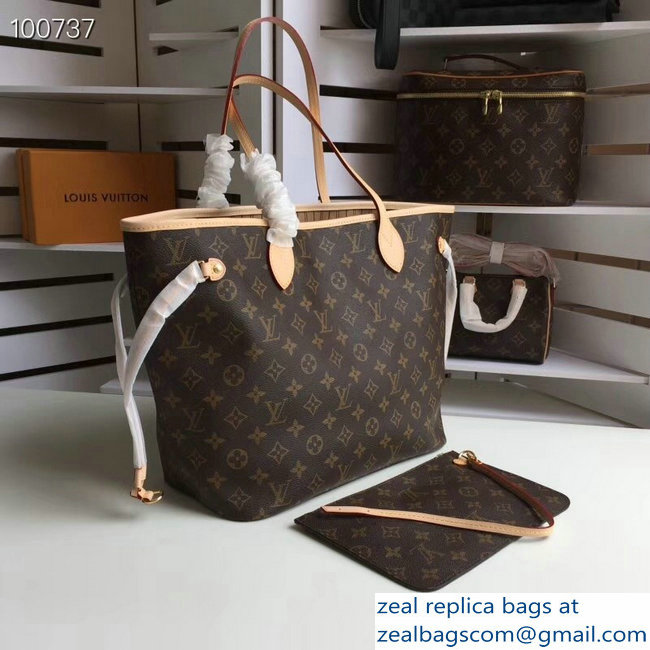 Louis Vuittom Monogram Canvas Neverfull MM Bag Beige