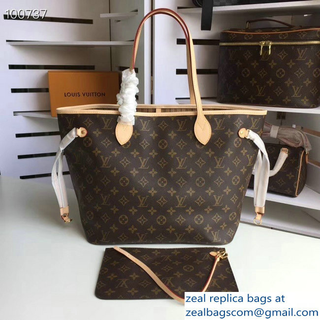 Louis Vuittom Monogram Canvas Neverfull MM Bag Beige